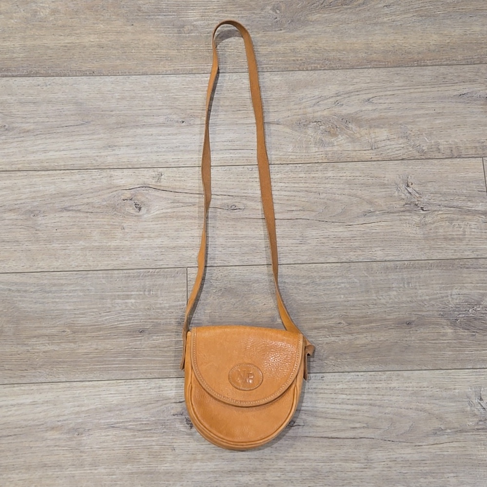Vintage/Retro 90's Tan Leather Crossbody Northern Reflections Bag - Picture 9 of 10